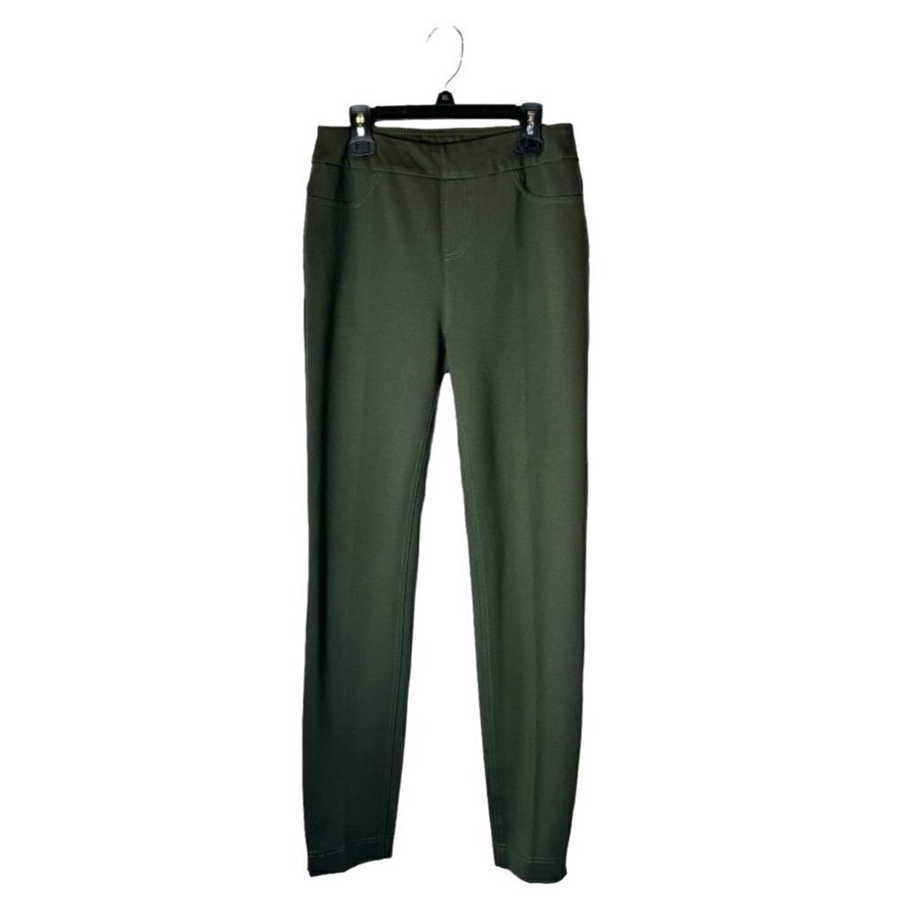 Soft Surroundings‎ Pants Womens XS Olive Green Knit Stretch Tapered Leg Pull On